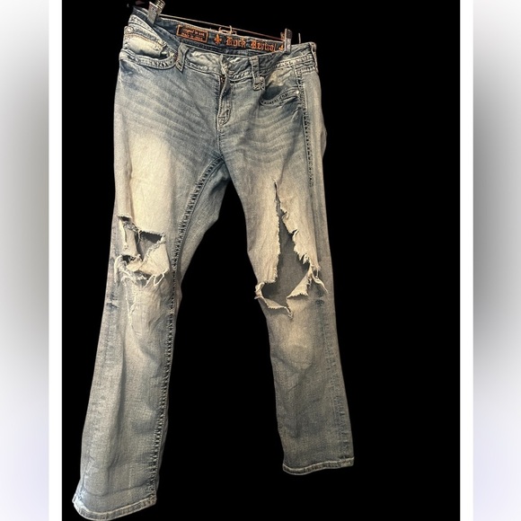 Y2K Rock Revival Essie Rhinestone Embellished Low Rise Flare Leg Jeans Sz 31 - Picture 5 of 12